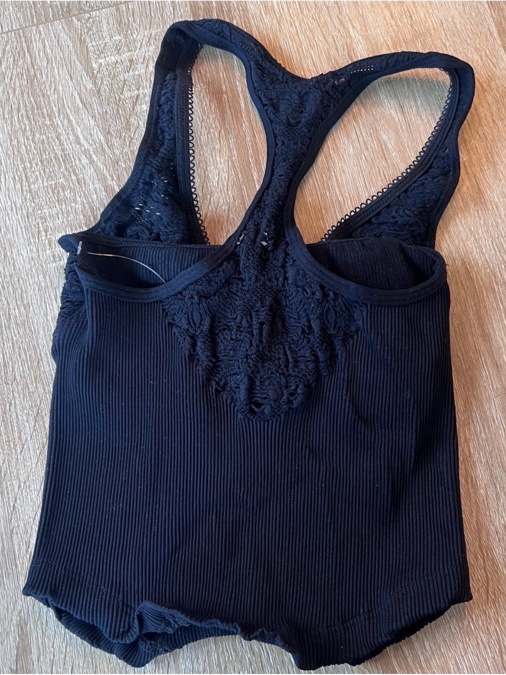 Free People| ‘Far Out’ Ribbed Lace Racerback Tank - Picture 5 of 6
